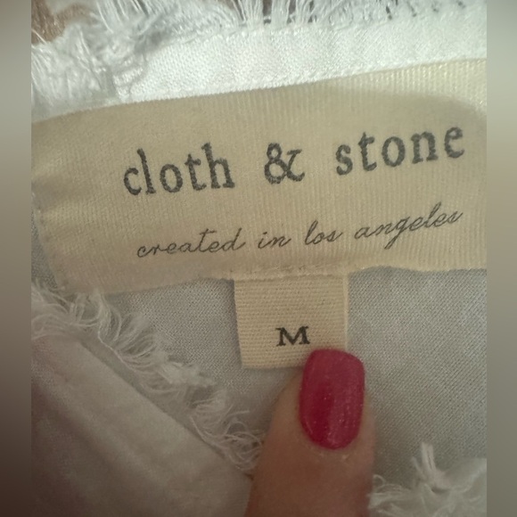 Cloth and Stone for Anthropologie White Frayed Edge Camisole Tank Blouse Tunic - Picture 4 of 6